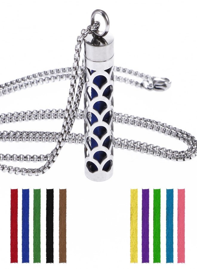 YWLI Essential Oil Diffuser Necklace, Aromatherapy Locket Pendant Necklace Stainless Steel Diffuser Necklace Pendant with 10 Pcs Refill Pads for Men Women (Fan Shape) - Image 2